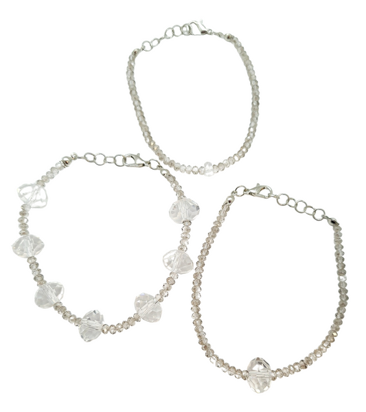 Crystal Bracelet Trio. Option 3 available; the small centre crystal.