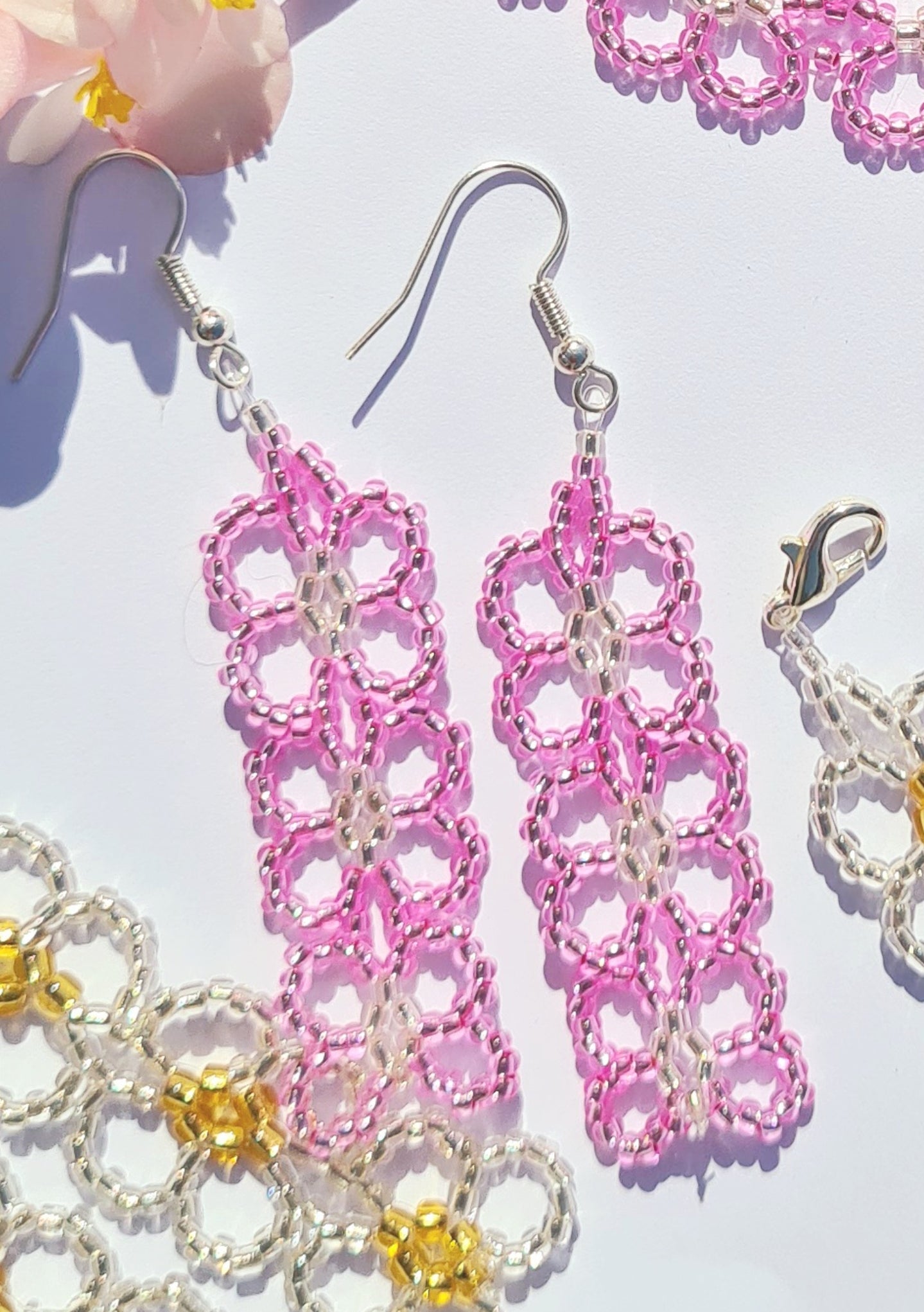 Pink Daisy Chain Earrings