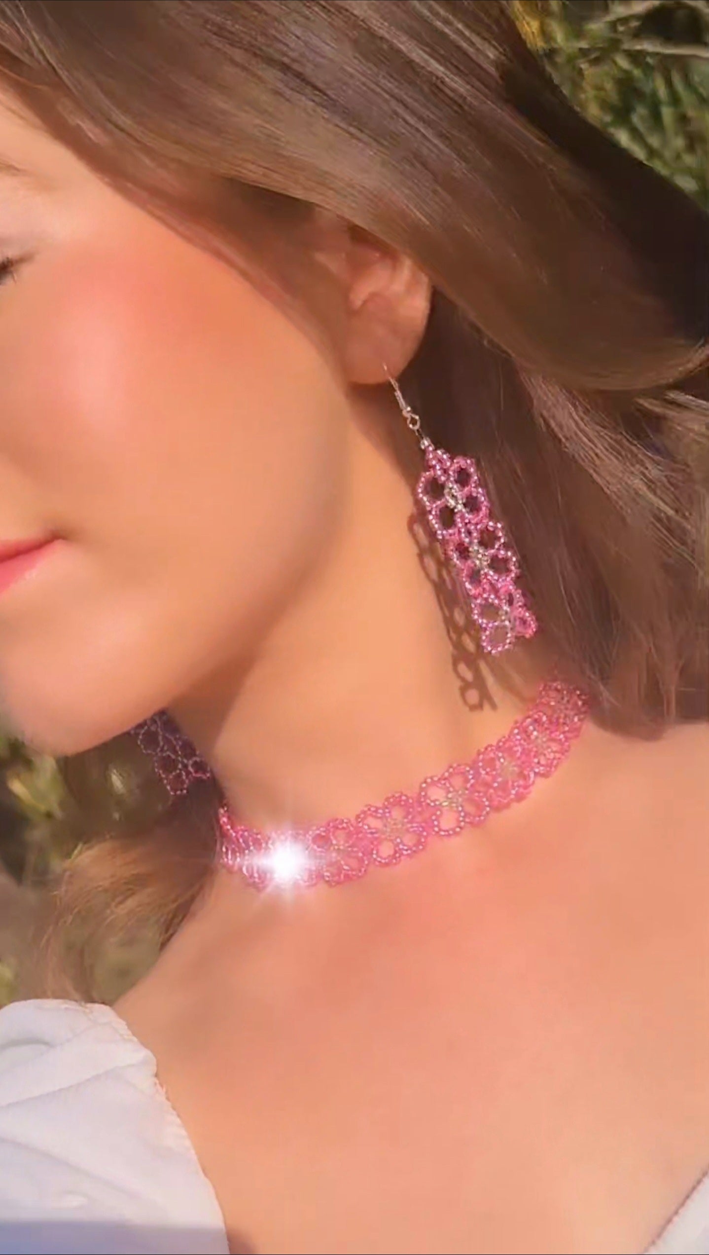 Pink Daisy Chain Earrings