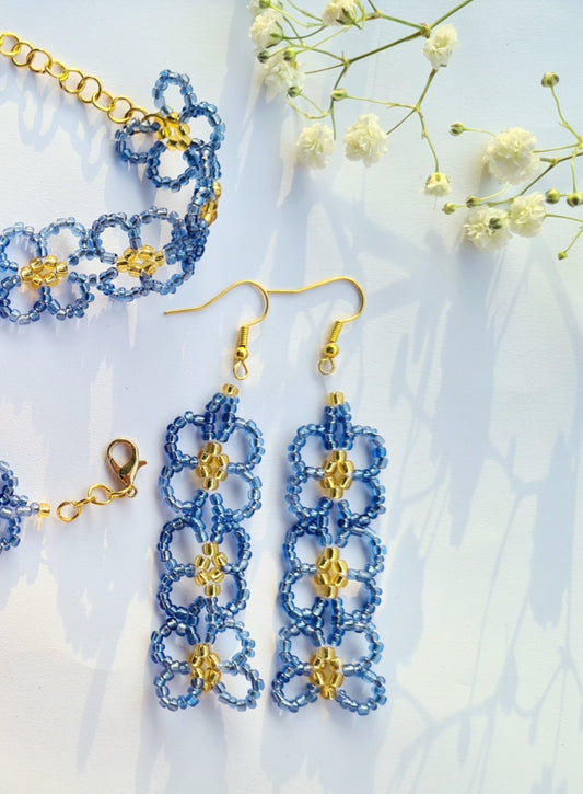 Blue Daisy Chain Earrings
