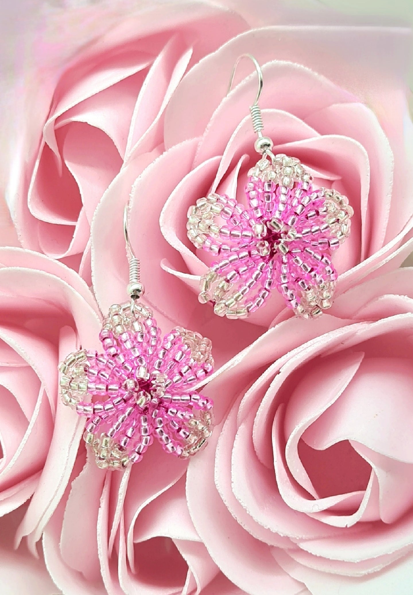 Silver & Pink Weather Glass Earrings