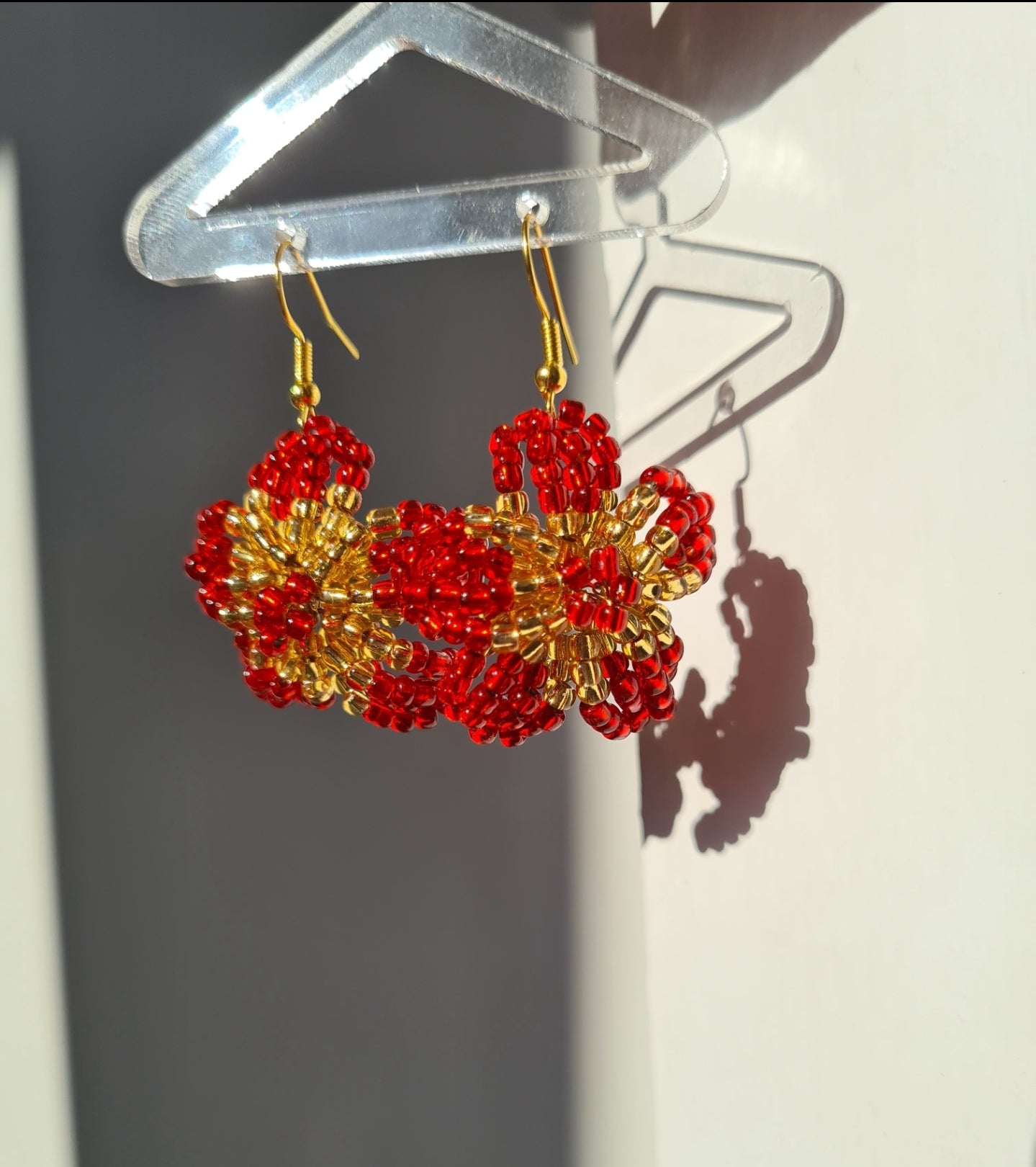 Red & Gold Weather Glass Earrings