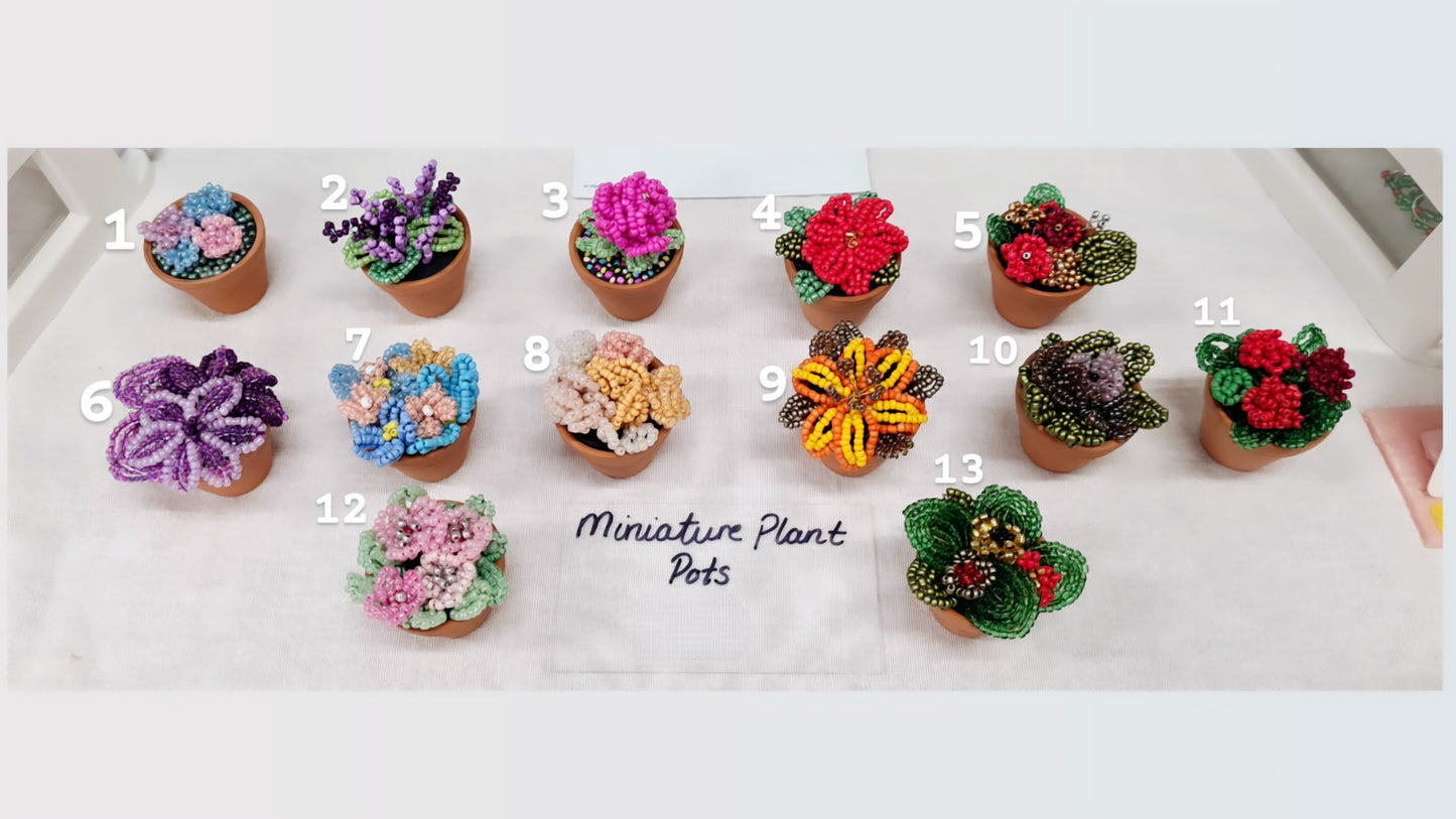 Miniature beaded flower pots