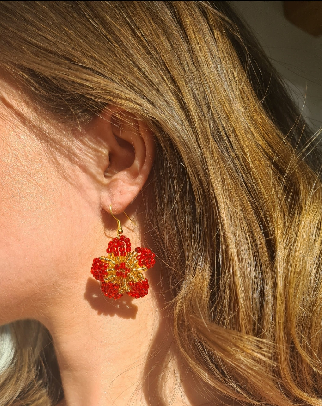 Red & Gold Weather Glass Earrings